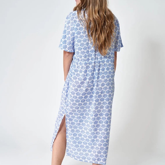 New blue and white shell kaftan dress with tassels Sz SM (6-8) (EU 38)‎ - Picture 3 of 7